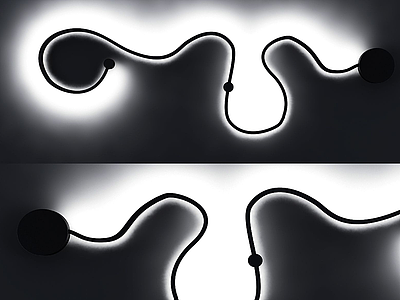 3d现代蚯蚓式壁灯模型