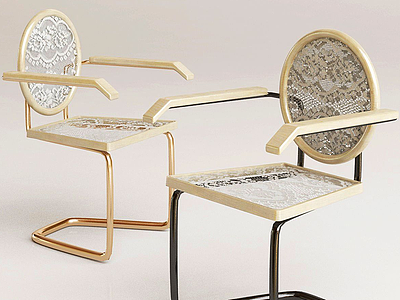 3d现代金属玻璃休闲椅单椅模型