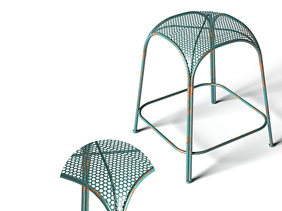3d现代拱形网状铁艺休闲凳模型