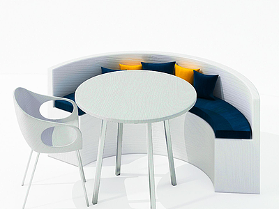 3d现代半圆桌椅组合模型