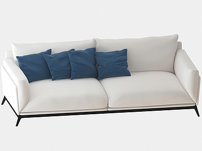 3d北欧简约三人沙发抱枕模型