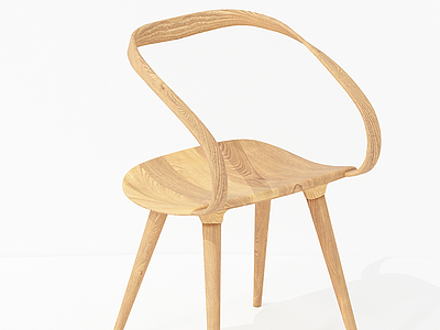 3d现代实木创意休闲单椅模型