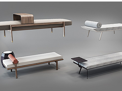 3d新中式现代床尾凳模型