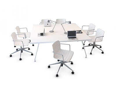 3d方形办公桌椅模型