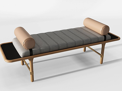 3d新中式床尾凳床榻模型
