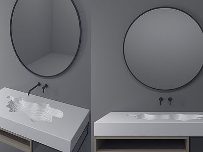 现代卫浴镜洗手台水龙头模型