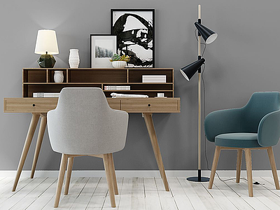 北欧现代书桌椅子写字台模型3d模型