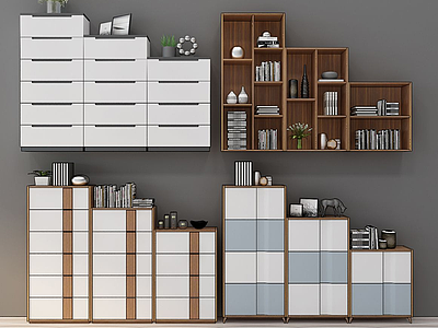 北欧现代书柜模型3d模型