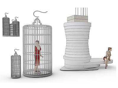 创意展台鸟笼造型模型3d模型