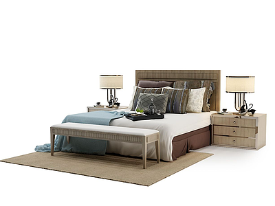 床现代床模型3d模型