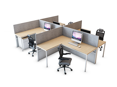 3d常规现代办公桌工位模型
