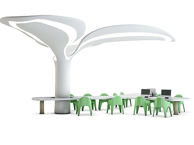 3d现代个性办公桌椅模型