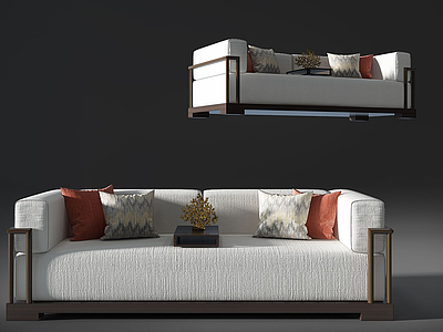 新中式沙发组合模型3d模型