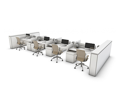办公桌工位模型3d模型