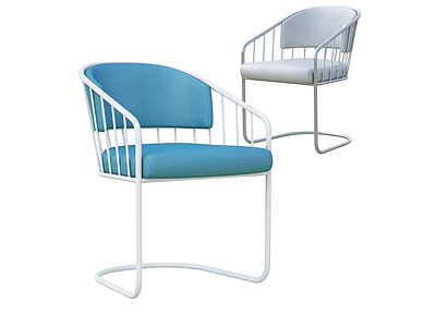 3d现代休闲单椅蓝白色模型