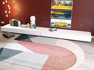 3d现代布艺地毯模型