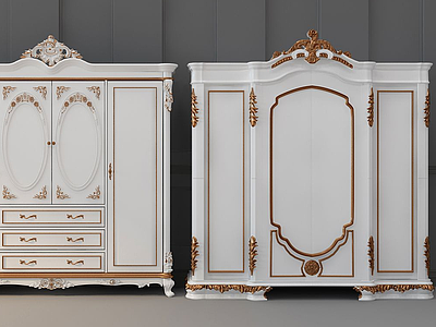 3d欧式古典法式衣柜模型
