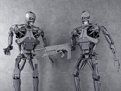 终结者金属骷髅机器人摆件模型3d模型