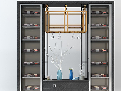 新中式酒柜装饰柜模型3d模型