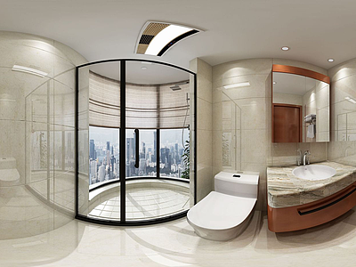 3d新中式卫生淋浴间全景模型