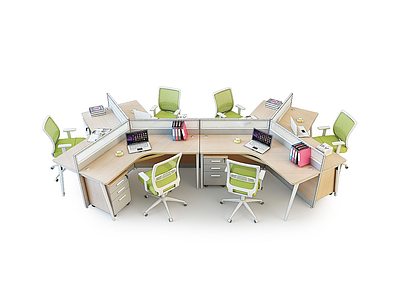 3d办公桌工位模型