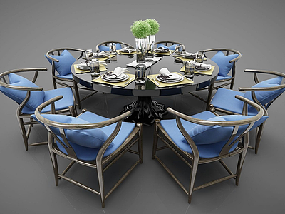 新中市风格餐桌家具3d模型