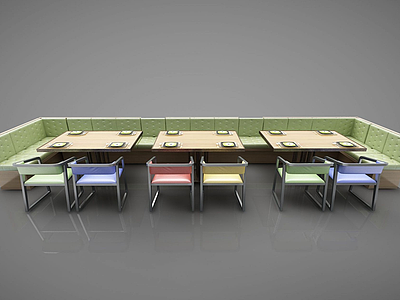 3d卡座餐厅模型