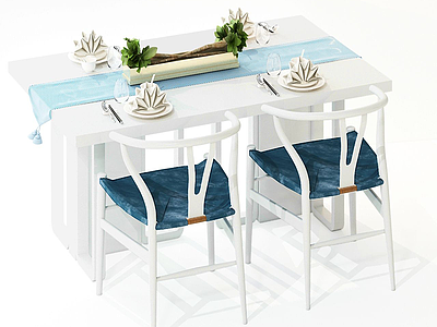 3d现代休闲桌椅餐桌椅边桌椅模型