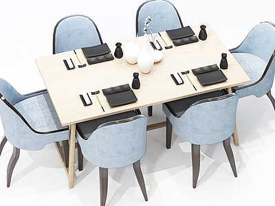 3d现代休闲桌椅布艺模型