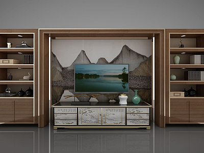 电视柜实木柜3d模型