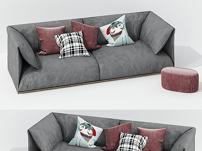 3d现代布艺沙发模型