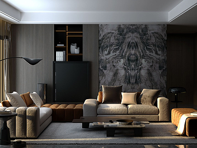 3d超现代客厅沙发模型