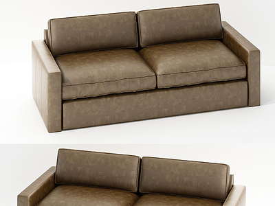 3d现代真皮双人沙发模型