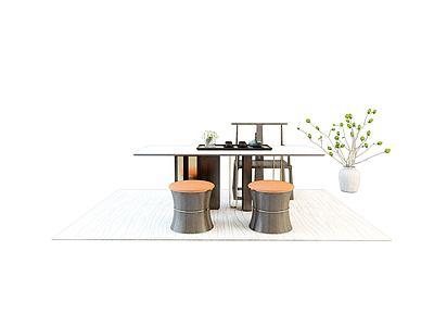 中式茶桌椅模型3d模型