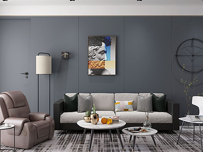 现代客厅沙发茶几3d模型