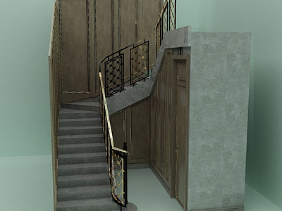 3d楼梯扶手护栏模型