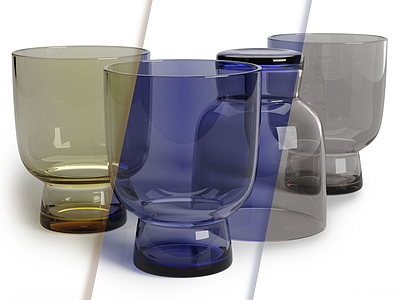 3d现代多彩玻璃杯模型