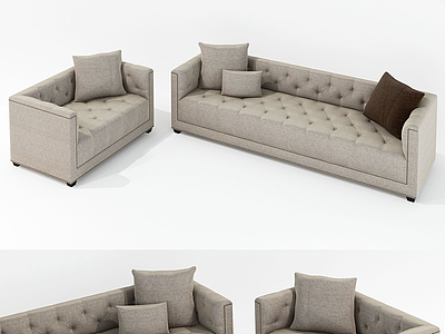 现代面包沙发多人沙发组合模型3d模型