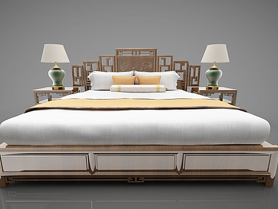 3d床中式模型