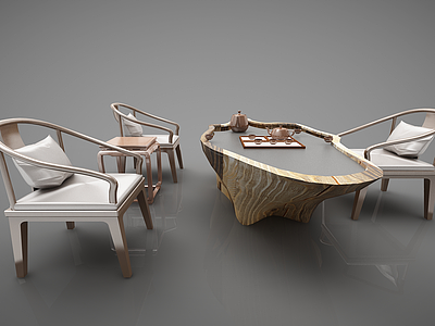 3d茶海茶桌椅模型
