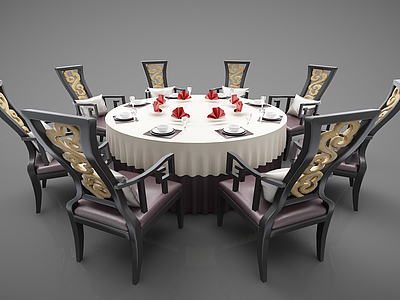 中式餐桌模型