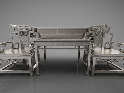 精品现代中式桌椅组合模型3d模型