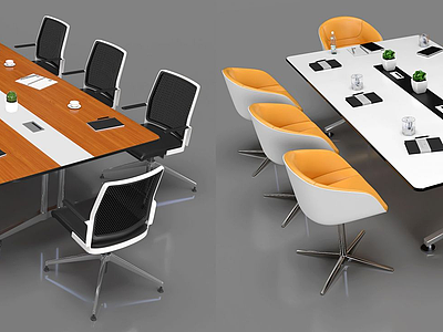 现代小型会议桌椅模型3d模型
