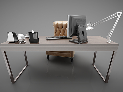 书桌椅组合模型3d模型