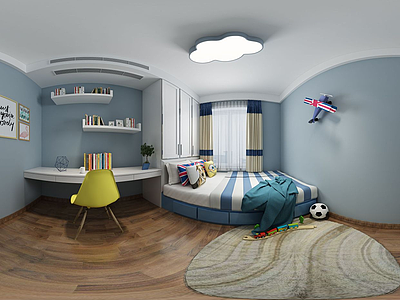 全景北欧儿童房模型3d模型