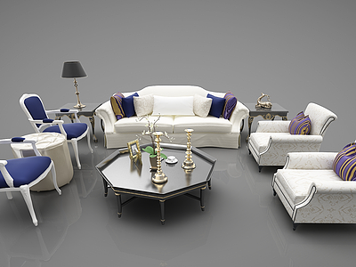 3d沙发茶几组合模型