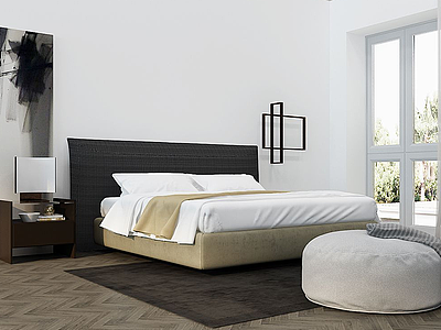 现代卧室现代床模型3d模型