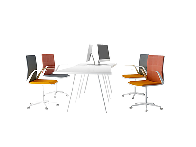 3d办公桌椅工位模型