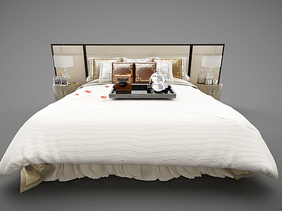 床头柜台灯组合3d模型