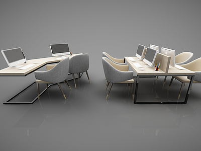 办公桌工位3d模型